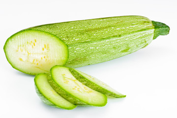 Fresh Green Zucchini on White Background