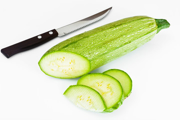Fresh Green Zucchini on White Background
