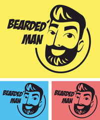 portrait of a bearded man logo color set
