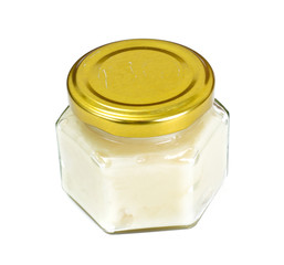 Glass Jar with Cream Honey Bee