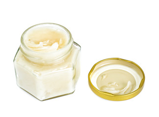 Glass Jar with Cream Honey Bee