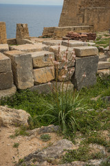 Ruins of Lindos castle on Rhodes island in Greece