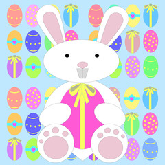 The Easter Rabbit with a big decorated egg
