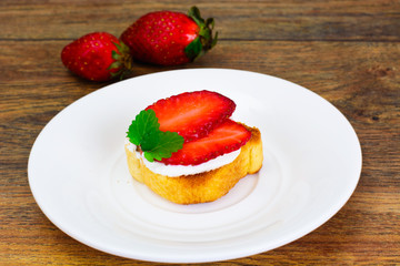 Bruschetta with Goat Cheese and Strawberry, Mint