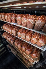 Bread on the shelf at bread factory