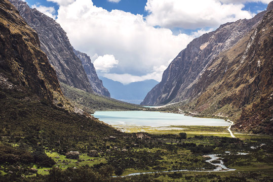 Huaraz, Peru, Huandoy mountain and Paron lake