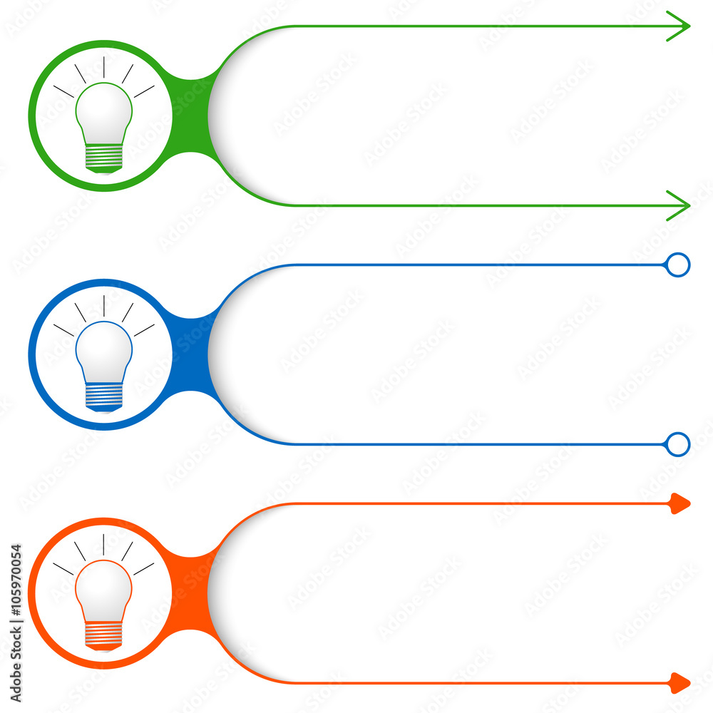 Poster three vector frames for your text and bulb icon
