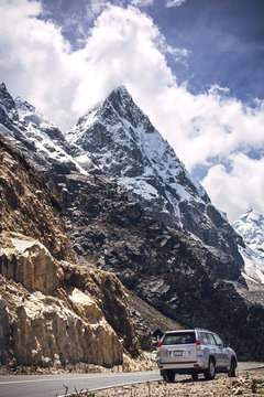Bautiful snowy mountains in Huaraz, Peru, South America.