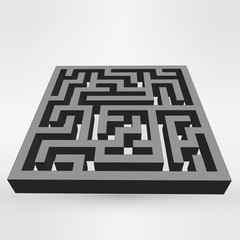 Maze labyrinth puzzle white on grey background. 3D Vector.