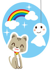 てるてる坊主と猫