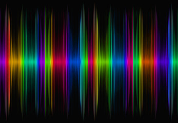 Abstract multicolored sound equalizer on black display.