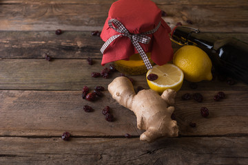 jar with honey and ginger