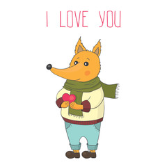Fototapeta premium vector fox in love with heart