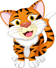 funny tiger cartoon sitting