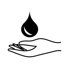 hand with drop simple black icon