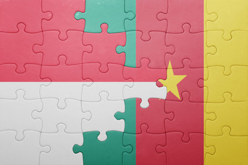 puzzle with the national flag of indonesia and cameroon