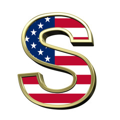 One letter from american flag alphabet set isolated over white. Computer generated 3D photo rendering.