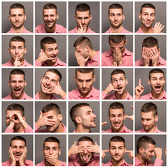 Collage of emotional man