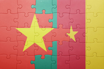 puzzle with the national flag of benin and cameroon