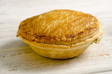 Pie on a White Wood Background