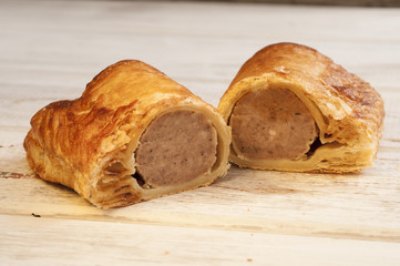 Sausage Roll Sliced in Half