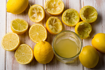 Glass of Lemon Juice with Lemons