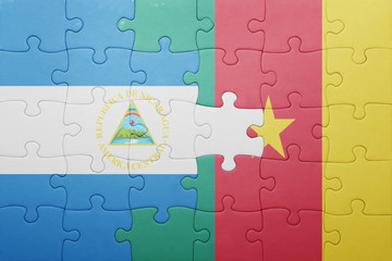 puzzle with the national flag of benin and cameroon