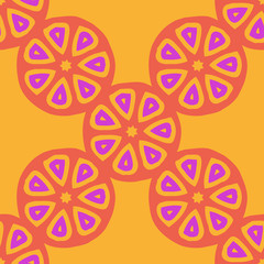 Seamless vector pattern with citrus fruit slices