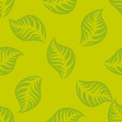 Green leaves seamless pattern. Vector design for tea packaging, wrapping paper, textile print.