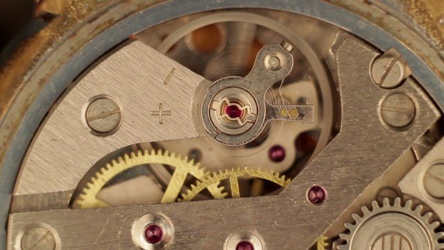 Inside of an old clock mechanism