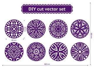 DIY cut vector set. Set of ethnic circle designs for cutting by laser or diy cutting machine.