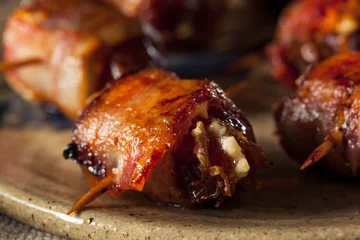 Zelfklevend Fotobehang Homemade Bacon Wrapped Dates © Brent Hofacker