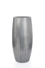Cut-out of Short Gray Vase with Engraved Vertical Lines
