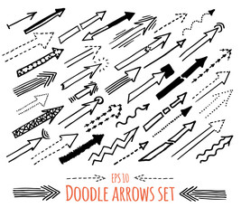 Hand drawn sketchy arrows set