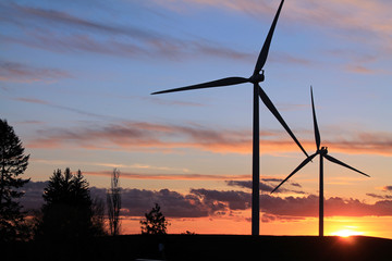 Wind Turbines at Sunset