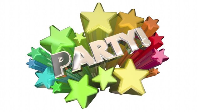 Party Event Invitation Celebration Special Birthday Anniversary 3d Word Stars