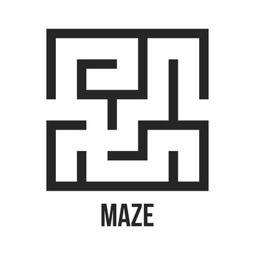 Maze Game Logo. Labyrinth with Entry and Exit.