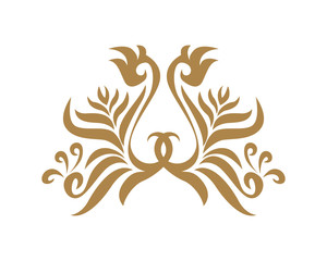 Gold Damask Ornamental Floral Logo 