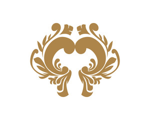 Fototapeta premium Gold Damask Ornamental Floral Logo 