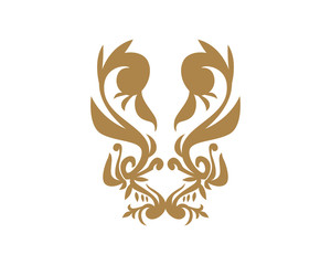 Gold Damask Ornamental Floral Logo 