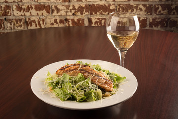 Chicken Cesar saland with Chardonnay 