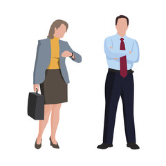 Businessman and  Businesswoman isolated on white, vector