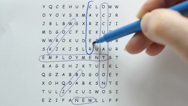 Word search puzzle with career being circled in blue pen with supporting words in text.