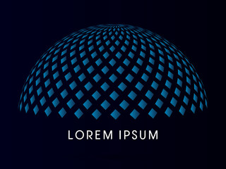 Abstract Building, dome, designed using blue square geometric shape © sila5775