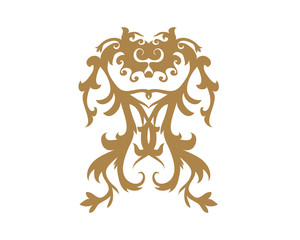 Gold Damask Ornamental Floral Logo 