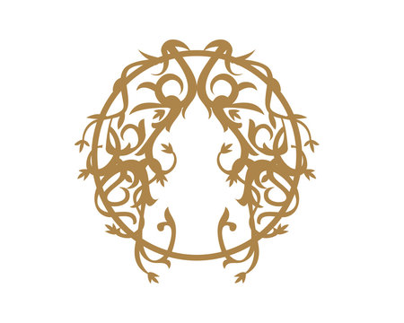 Gold Damask Ornamental Floral Logo 