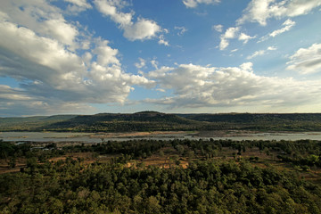 river in wild with beautiful sky background