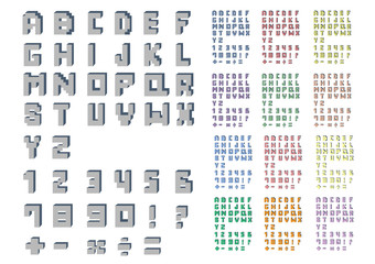 Collection pixel font ; Vector Illustration