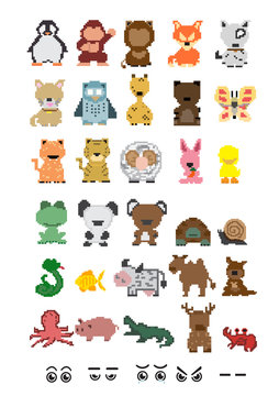 Collection animal pixel  ; Vector Illustration