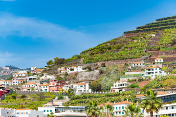 Panoramic view of tranquil hillside town